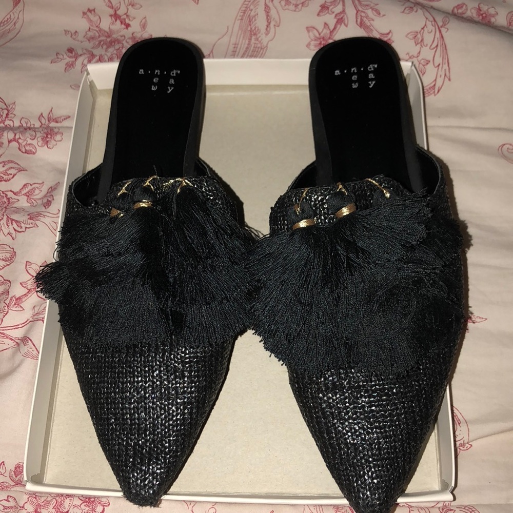 Flats with pointed toe and tassels